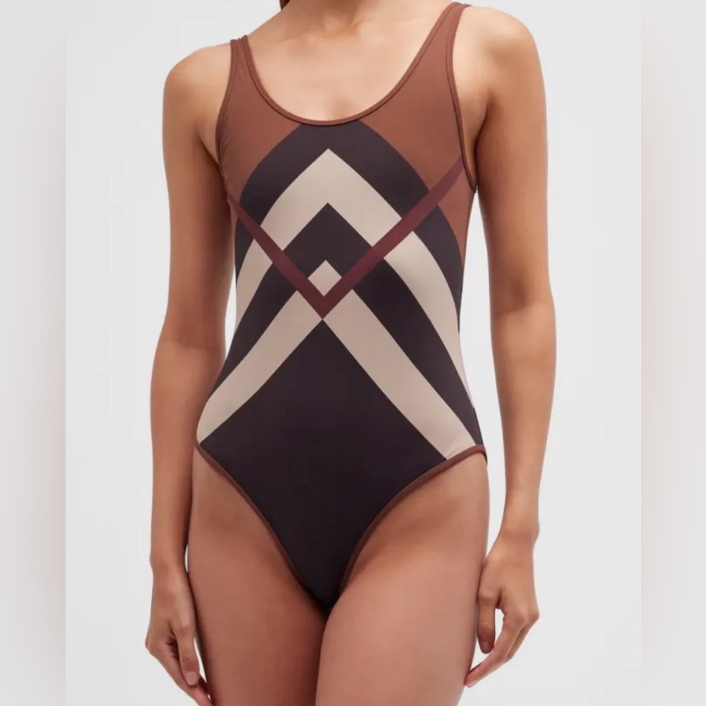 BURBERRY Cleddau Check one piece in Dark Birch/brown NWT - Picture 5 of 16
